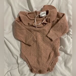 Adorable Knit Ruffle Collar Bodysuit